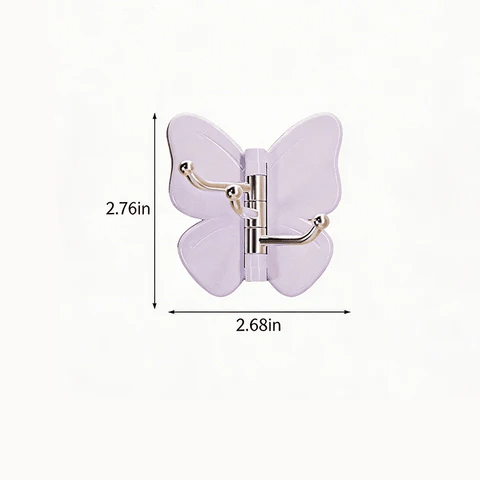 4 Pack Rotating Butterfly Hooks – Strong Adhesive Wall Organizer for Towels, Bags, Hats & Keys | No Drilling Required