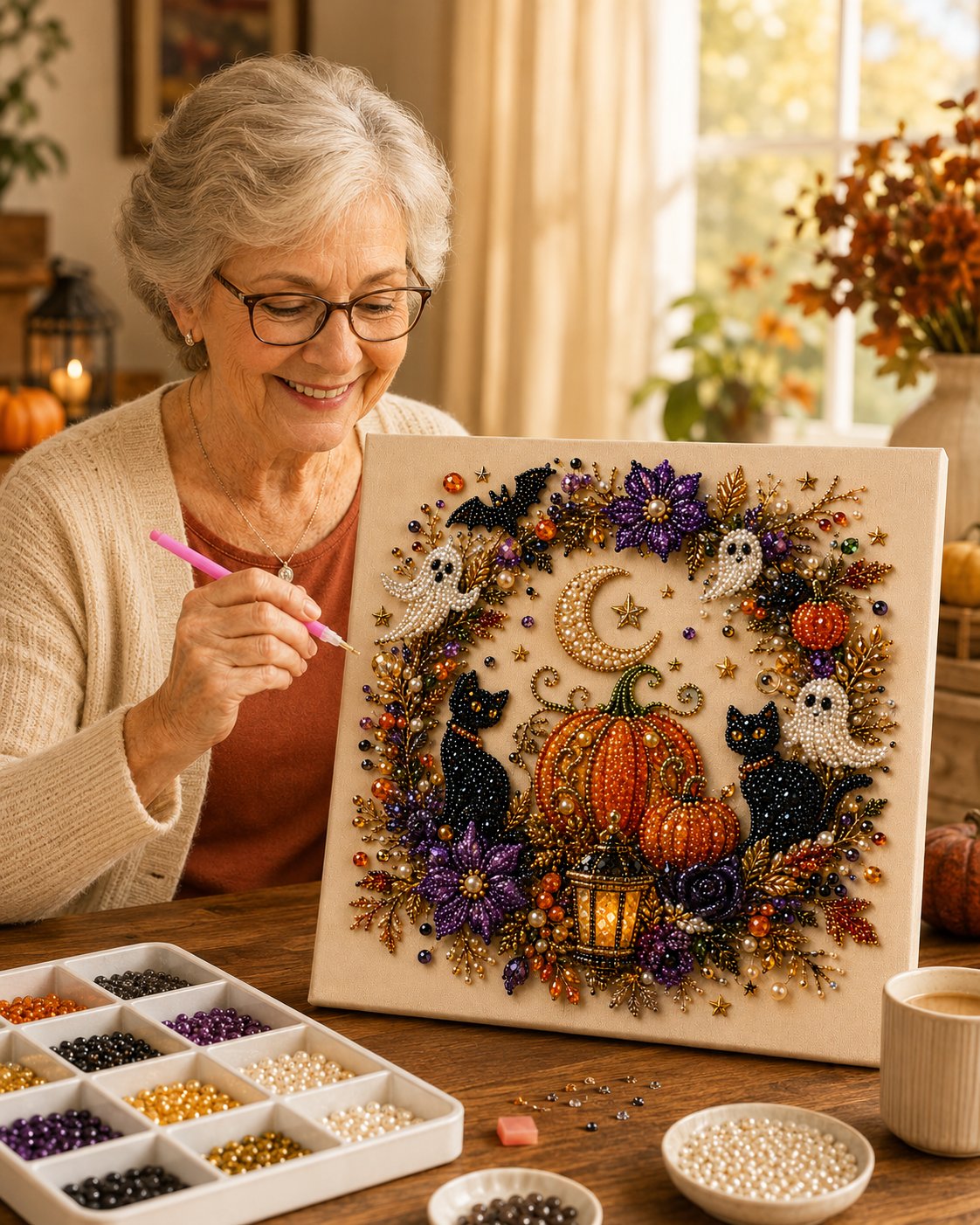 š„2026 HOT Sealš„ 60% OFF ā š»āØ Halloween Pearl Art DIY Kit ā Turn Tiny Pearls into Spooky-Cute Magic
