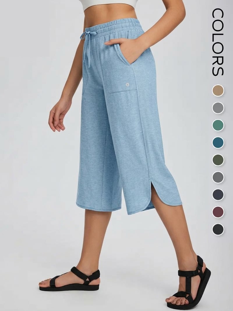 π Women's Wide Leg Yoga Capris β High Waisted with Pockets, Quick Dry, Lightweight, UPF 50+ Sun Protection β Loose Comfy for Hiking, Gym, Travel & Outdoor Workout βοΈ