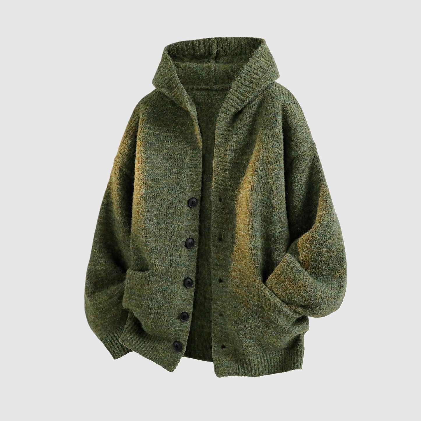 Unisex Solid-Color Thick Long-Sleeve Hooded Sweatshirt—Casual button-down polyester pullover, soft and comfortable against the skin, perfect for street style and everyday wear
