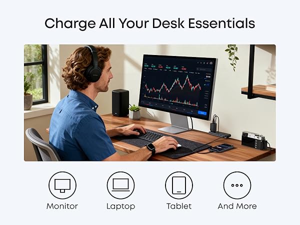 Office desk powered by clamp power strip