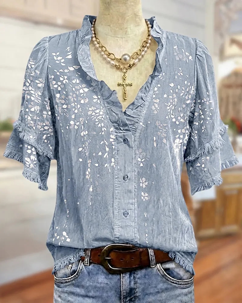 Blue blouse close-up