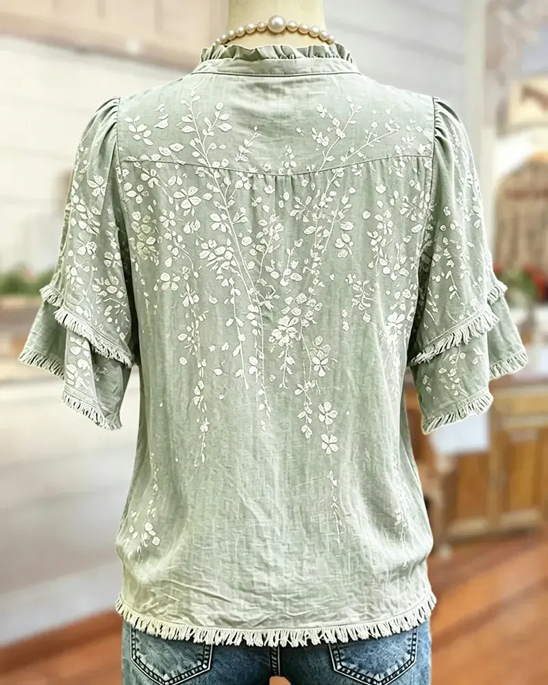 Sage blouse back detail
