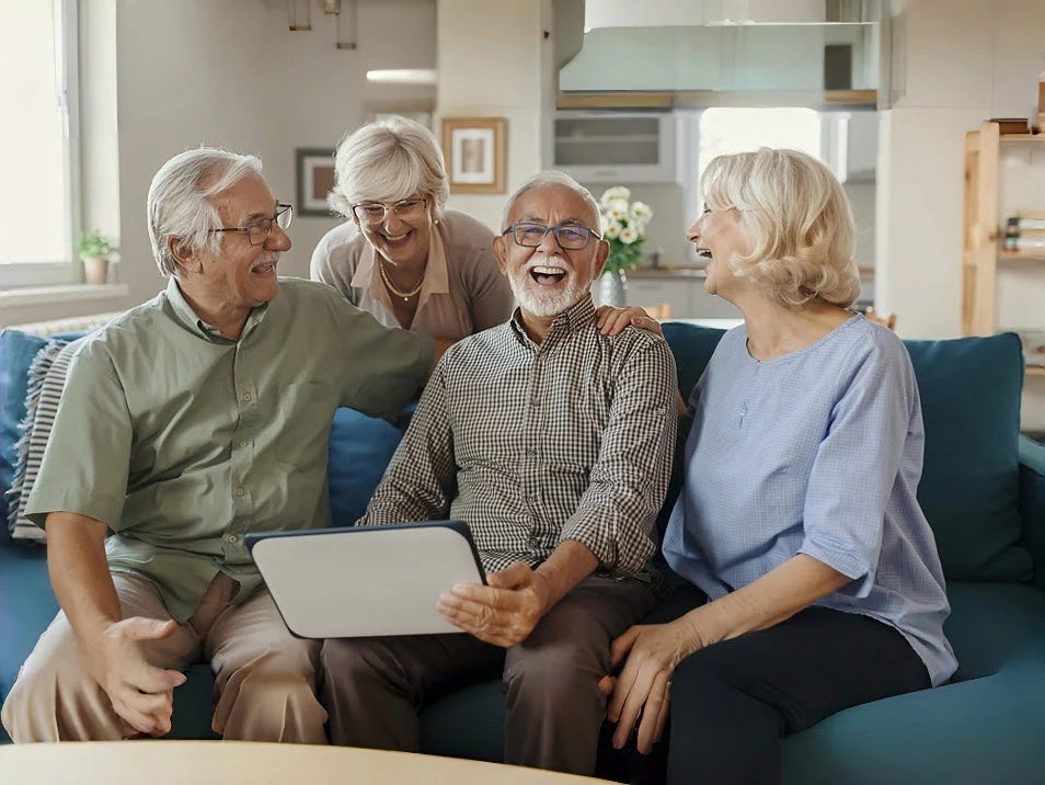 Friends enjoying a group conversation