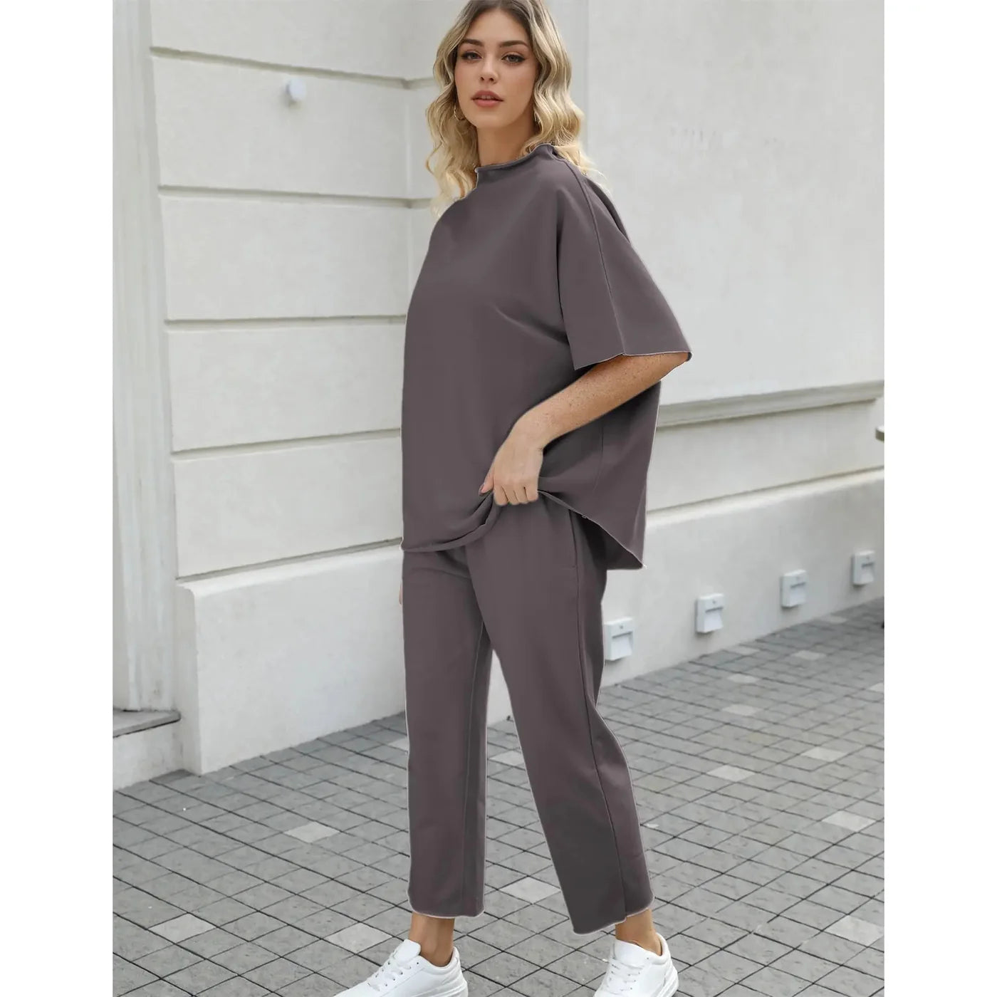 Taupe two piece lounge set