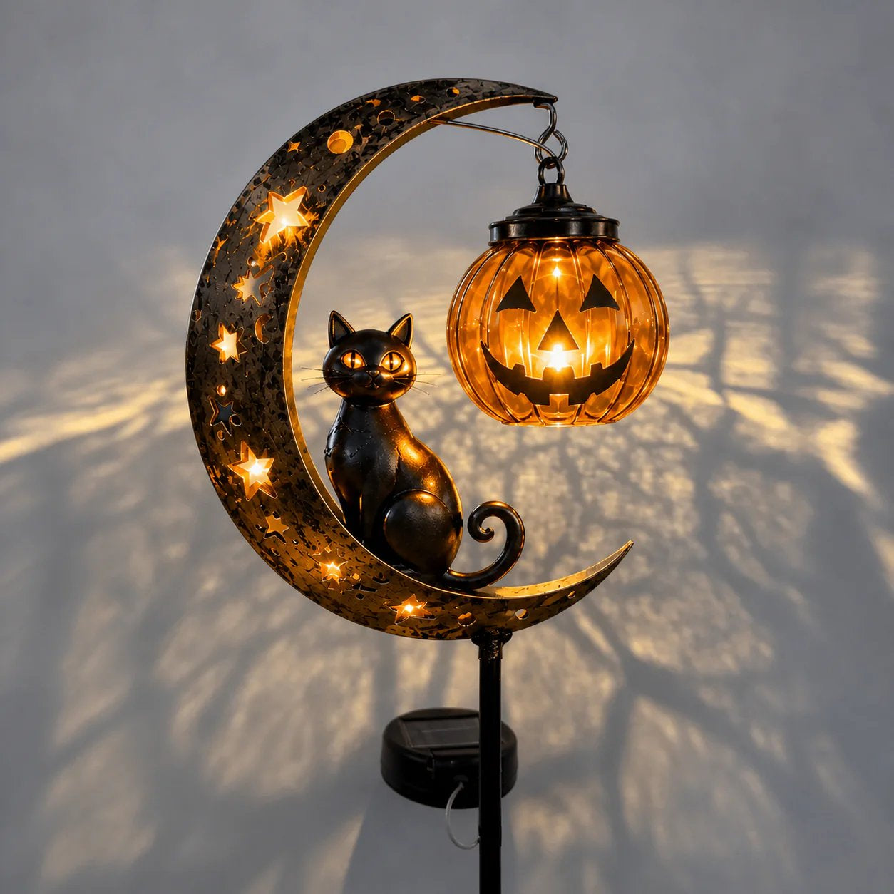 2026-! ! !🔥59% OFF TODAY 👻 Solar Halloween Garden Stake Light with Black Cat & Pumpkin
