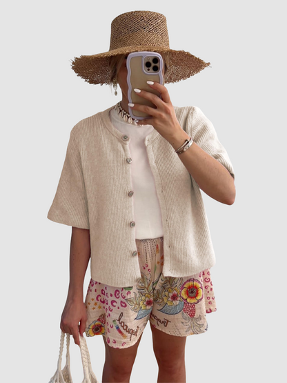 Women's Ribbed Knit Button Down Cardigan Lightweight Sweater Top