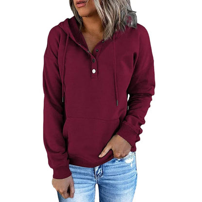 🔥Free Shipping🔥Solid Button Front Hoodie with Pocket