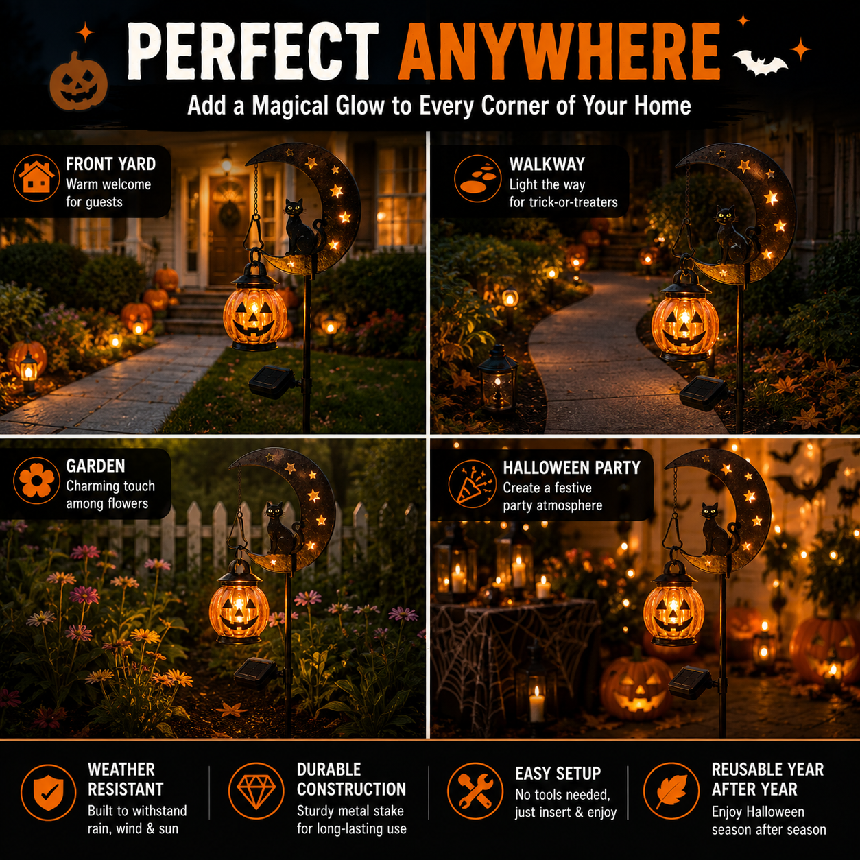 2026-! ! !🔥59% OFF TODAY 👻 Solar Halloween Garden Stake Light with Black Cat & Pumpkin