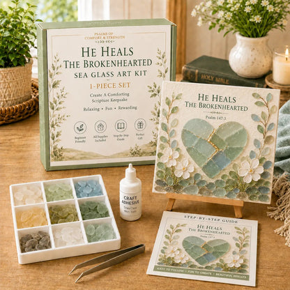 💥 LAST DAY 49% OFF - ✝️ Psalms of Comfort & Strength Sea Glass Art Kit