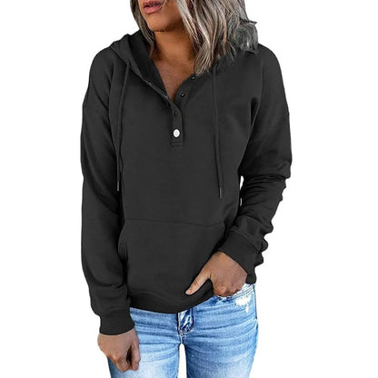 🔥Free Shipping🔥Solid Button Front Hoodie with Pocket