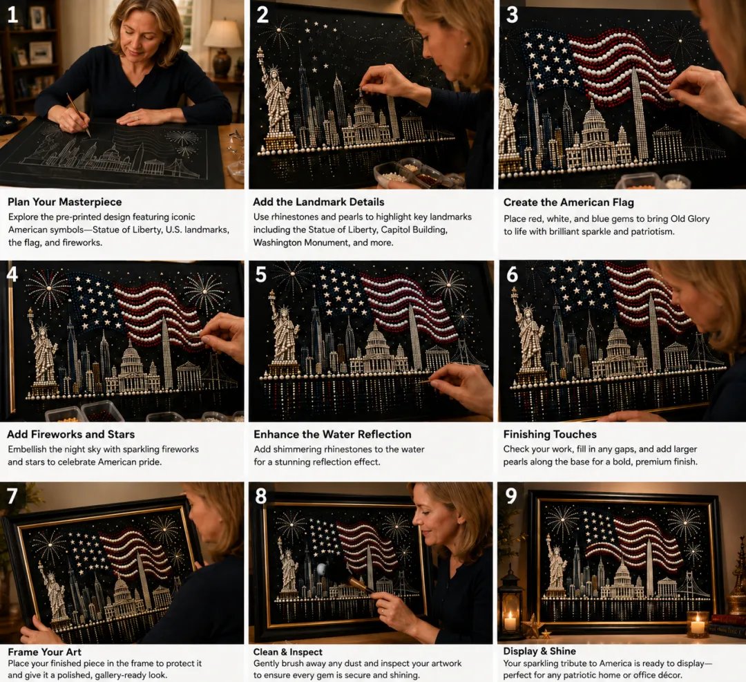 🦅America 250th Anniversary Pearl Art Kit – Stars & Stripes Skyline Limited Edition - This product is a materials kit, not a finished product