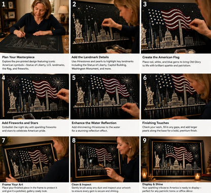 🦅America 250th Anniversary Pearl Art Kit – Stars & Stripes Skyline Limited Edition - This product is a materials kit, not a finished product