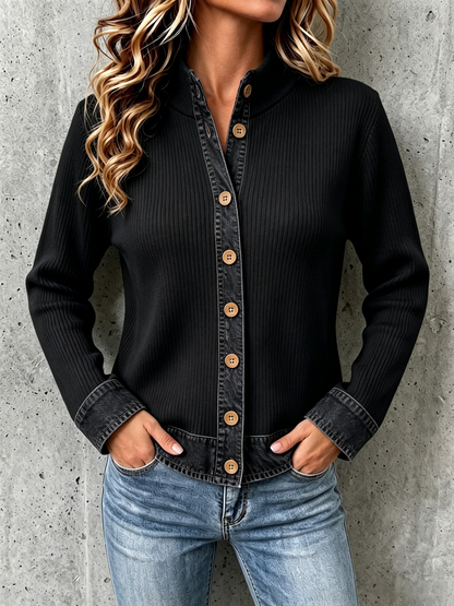 CLEARANCE SALE🔥Women's Denim-paneled Knit Cardigan
