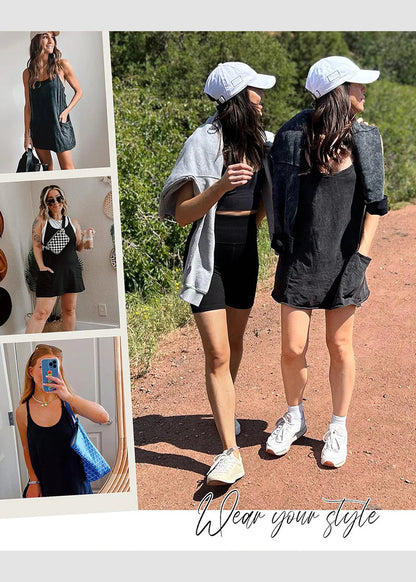 Casual Sleeveless Mini Dress With Built-In Shorts