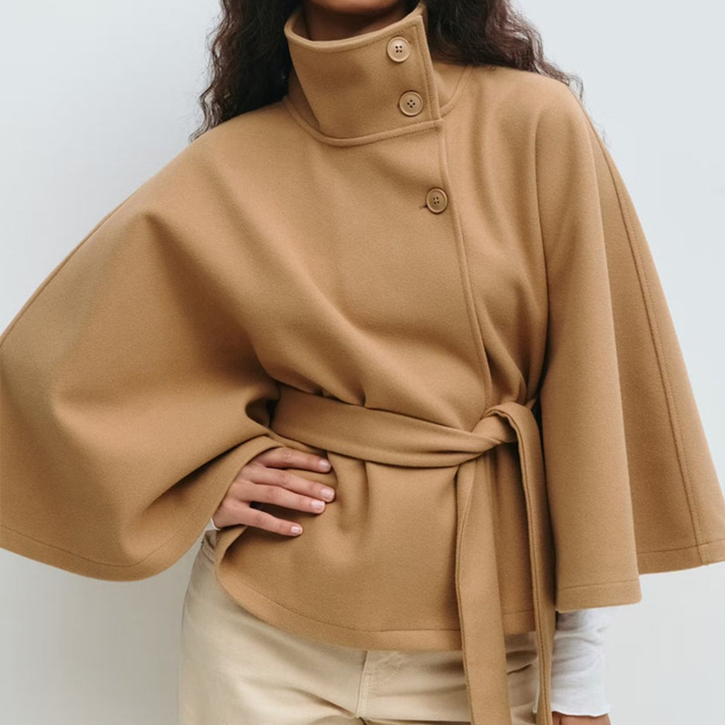 Khaki poncho coat
