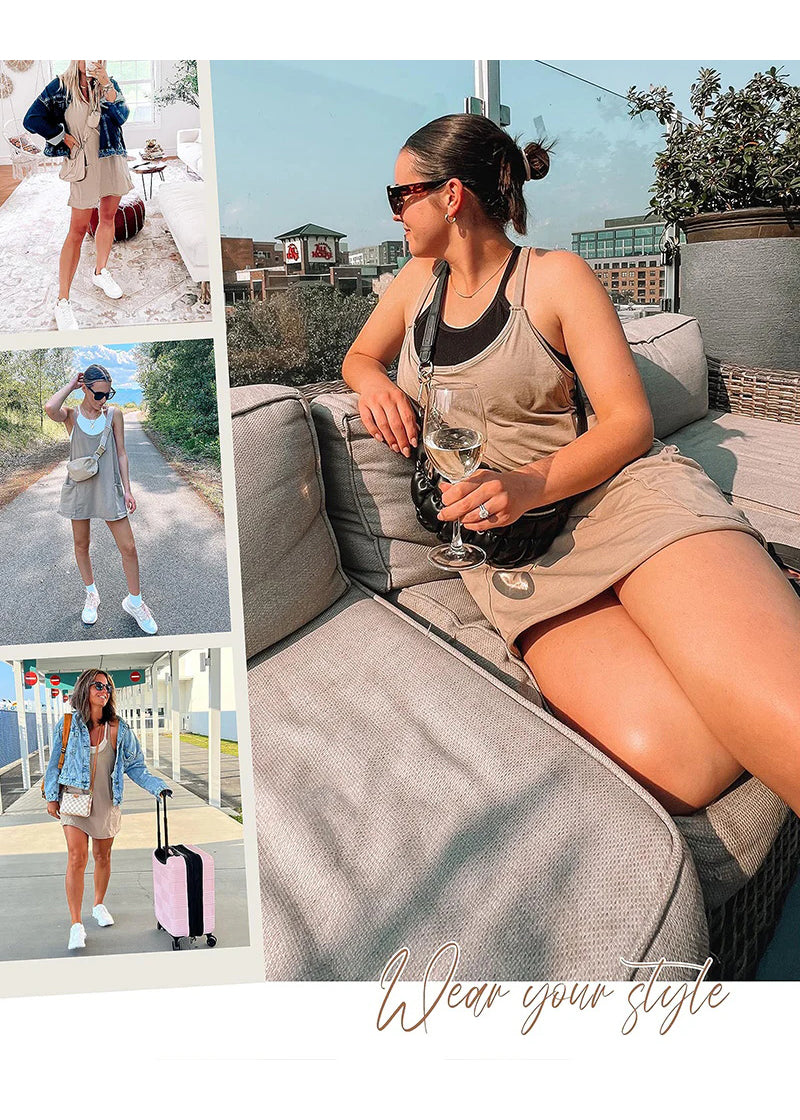 Casual Sleeveless Mini Dress With Built-In Shorts