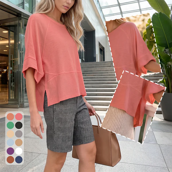 Women's Summer Casual Crewneck Batwing Half Sleeve T-Shirts Solid Color Loose Fit Cute Basic Flowy Tops Tees Blouses