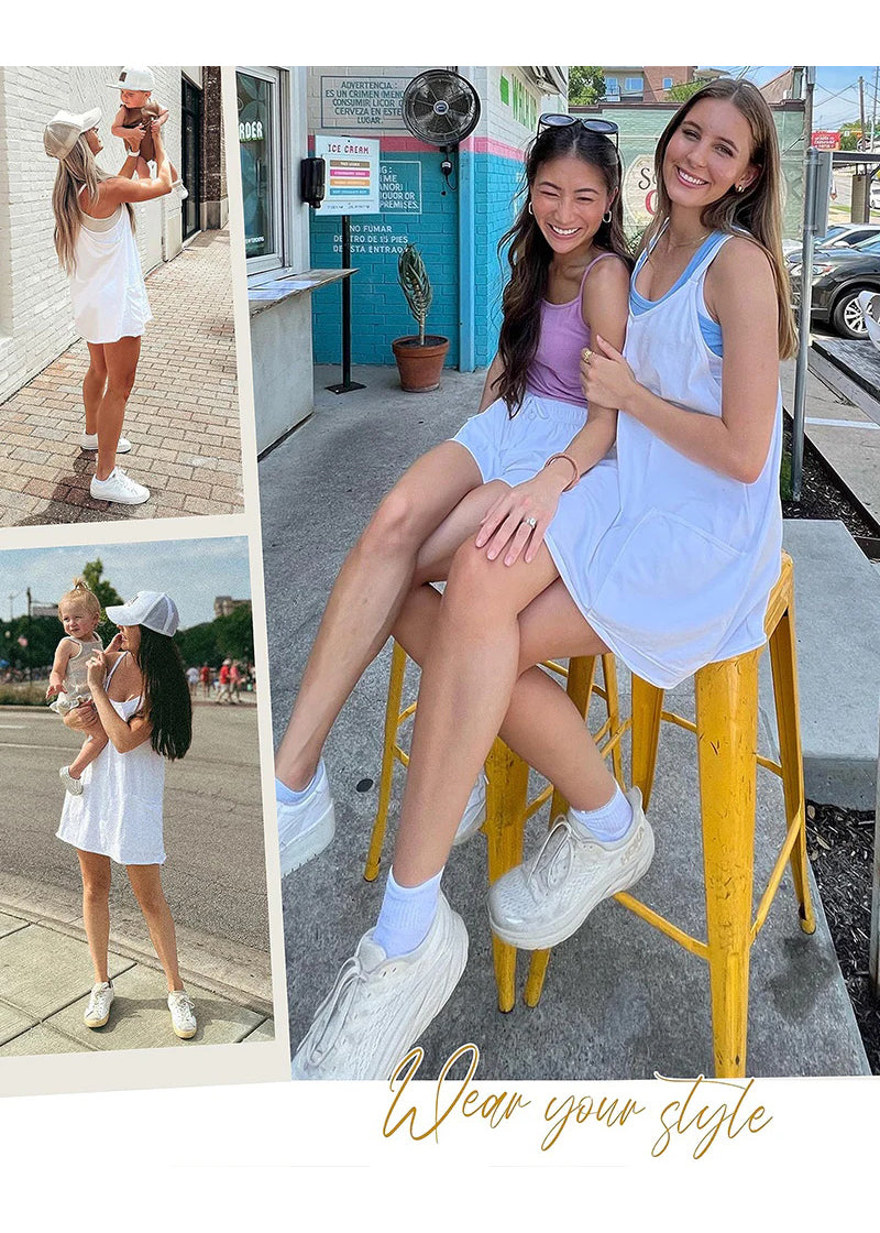 Casual Sleeveless Mini Dress With Built-In Shorts