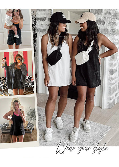 Casual Sleeveless Mini Dress With Built-In Shorts