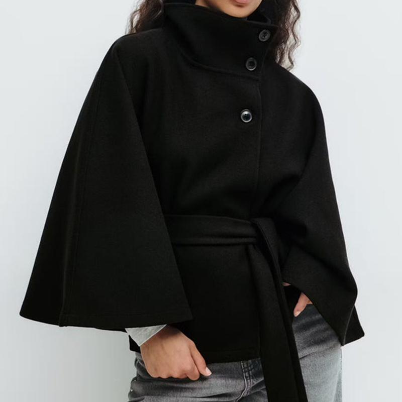 Black poncho coat