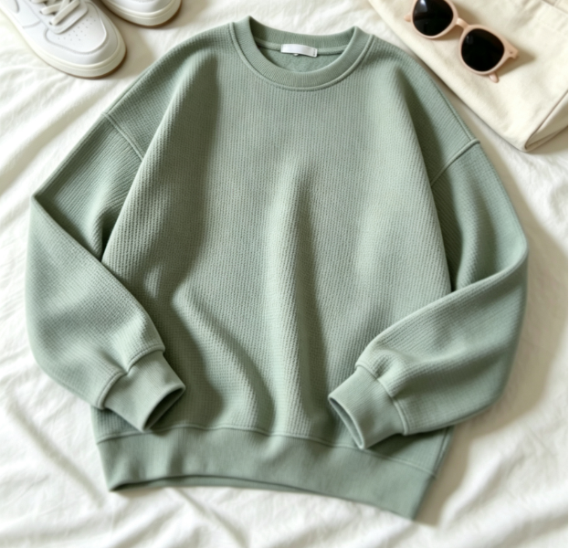 Dimensional waffle-knit sweater texture