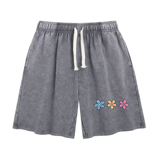 Women's Soft Cotton Blend Washed Floral Shorts, Casual Summer Travel Streetwear Bottoms
