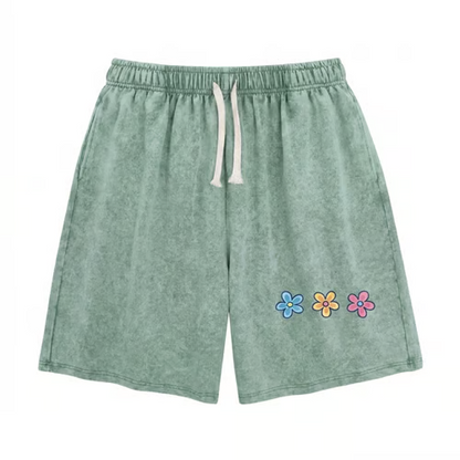 Women's Soft Cotton Blend Washed Floral Shorts, Casual Summer Travel Streetwear Bottoms