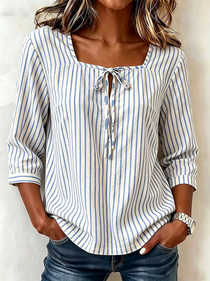 Women’s Vintage Polka Dot Top with Square Neck Tie