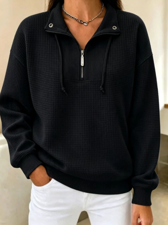 New Arrival🔥 Waffle Half-Zip Cuffed Thermal Pullover