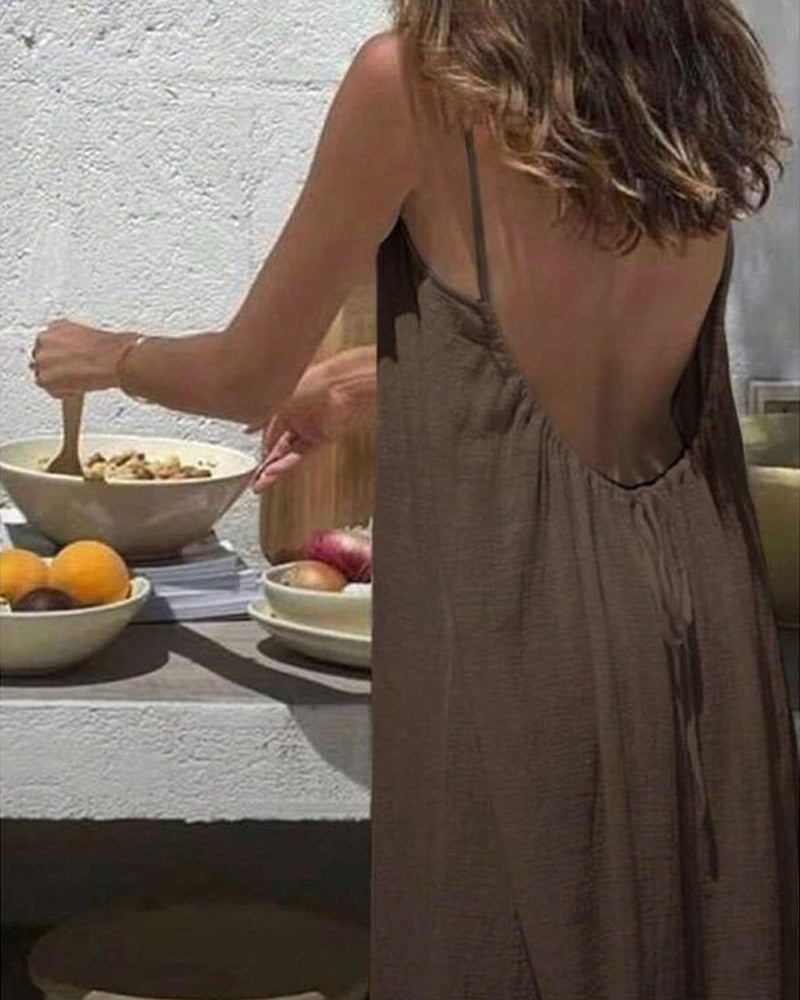 💃LAST DAY SAEL 59% OFF!!✨Women's Solid Color Cami Lounge Dress💕