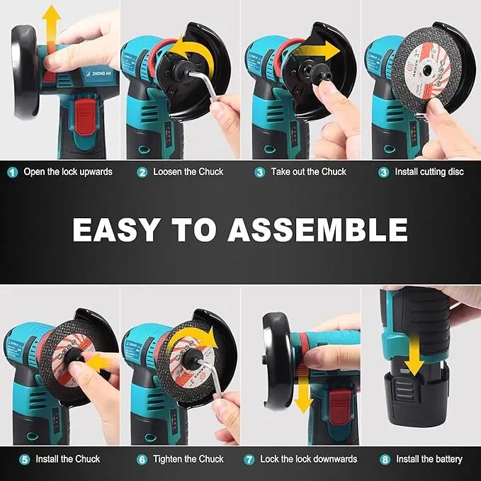 🔧✨ Cordless Mini Angle Grinder – 19500RPM, 12V, Dual Battery, Compact & Powerful!