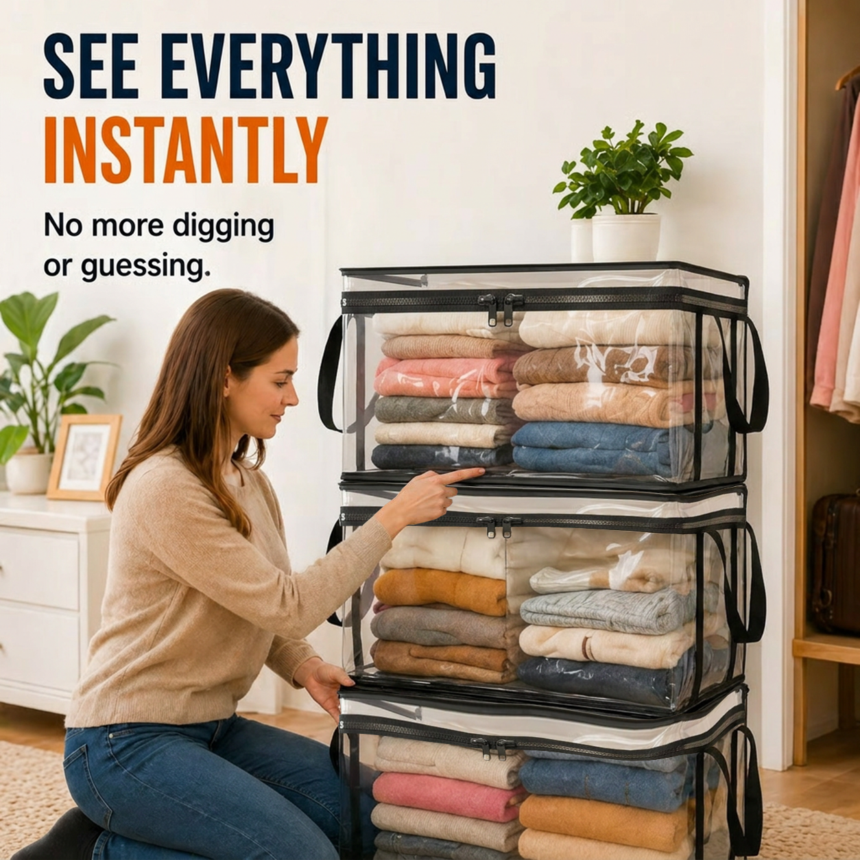 🎉Blowout 70% OFF📦Large Heavy-Duty Thick Plastic Clear Storage Bag for Clothes, Moving & Storage