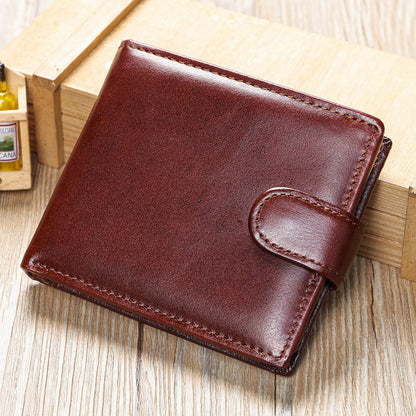 Vintage Top-Grain Leather Bi-Fold Wallet – Classic Design, Ample Storage
