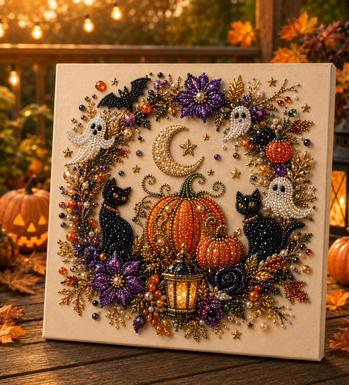 🔥2026 HOT Seal🔥 60% OFF – 👻✨ Halloween Pearl Art DIY Kit – Turn Tiny Pearls into Spooky-Cute Magic