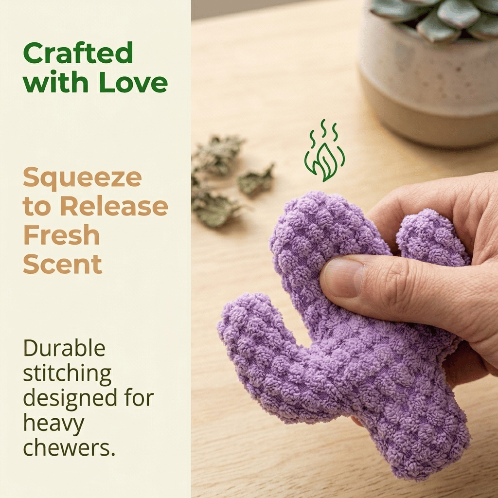 🔥5pcs Handmade Soft Cactus Kitten Chew Toys with Natural Catnip