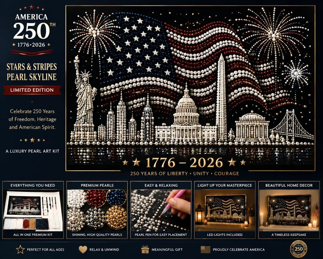 🦅America 250th Anniversary Pearl Art Kit – Stars & Stripes Skyline Limited Edition - This product is a materials kit, not a finished product