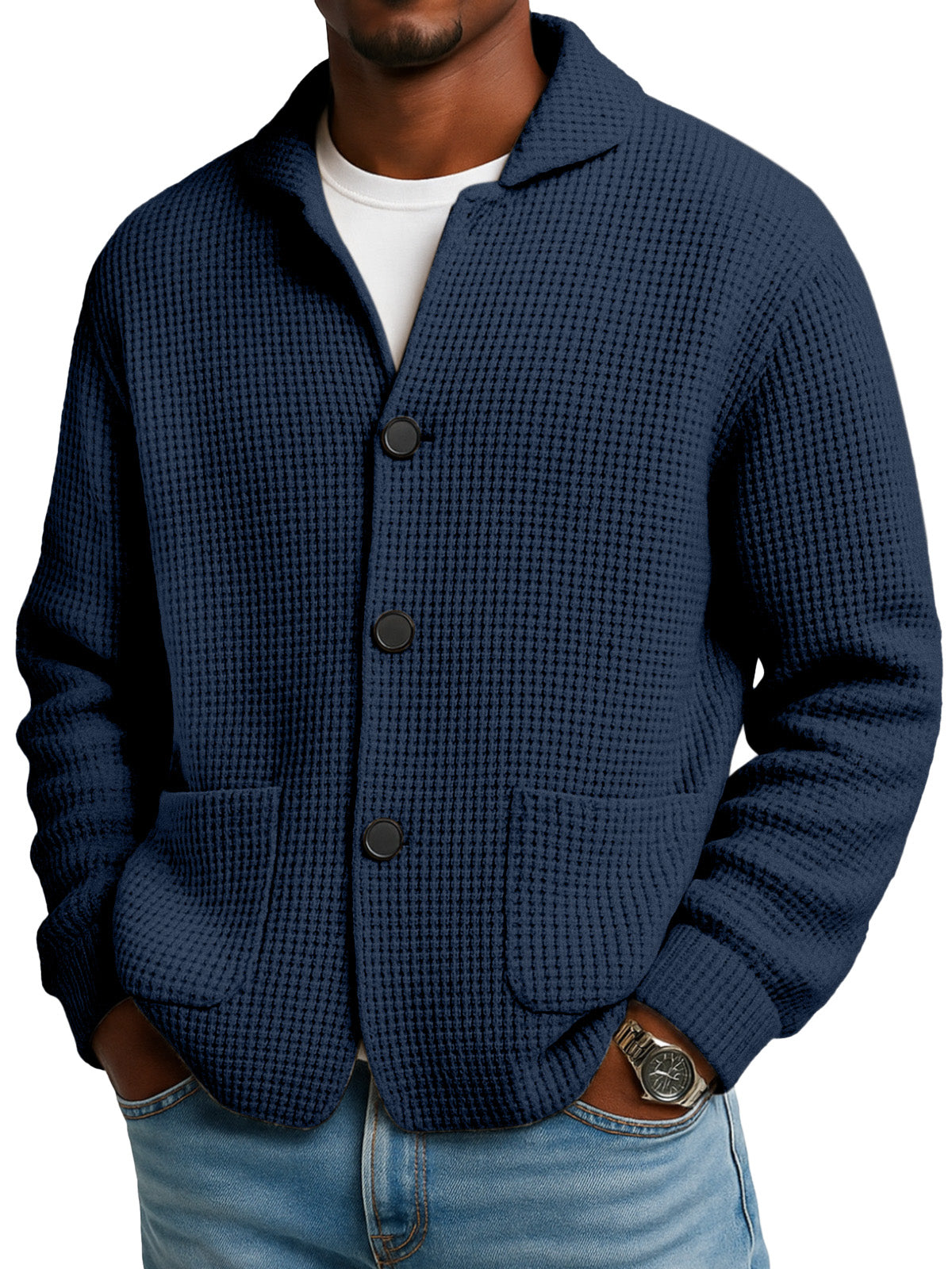 🔥🔥2026 HOT NEW Men's Textured Waffle Knit Cardigan Jacket