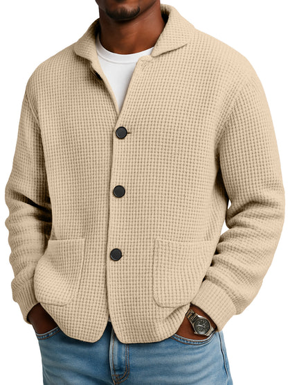 🔥🔥2026 HOT NEW Men's Textured Waffle Knit Cardigan Jacket