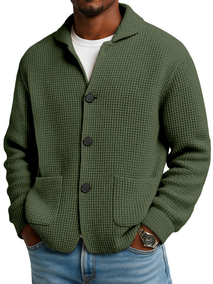 🔥🔥2026 HOT NEW Men's Textured Waffle Knit Cardigan Jacket