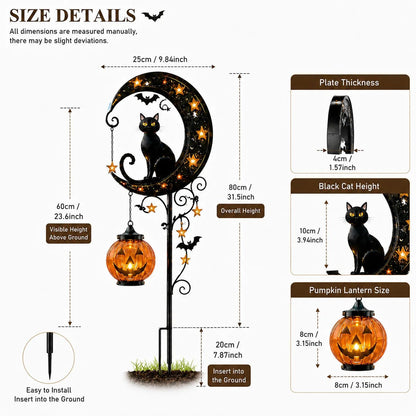 2026-! ! !🔥59% OFF TODAY 👻 Solar Halloween Garden Stake Light with Black Cat & Pumpkin