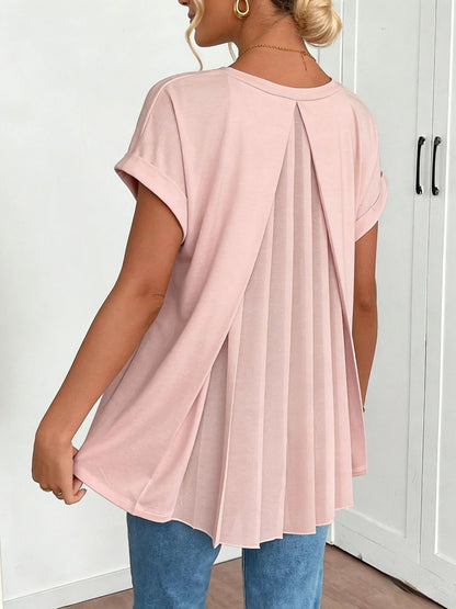 🔥Short-Sleeved Solid Color 100% Cotton  Patchwork T-Shirt