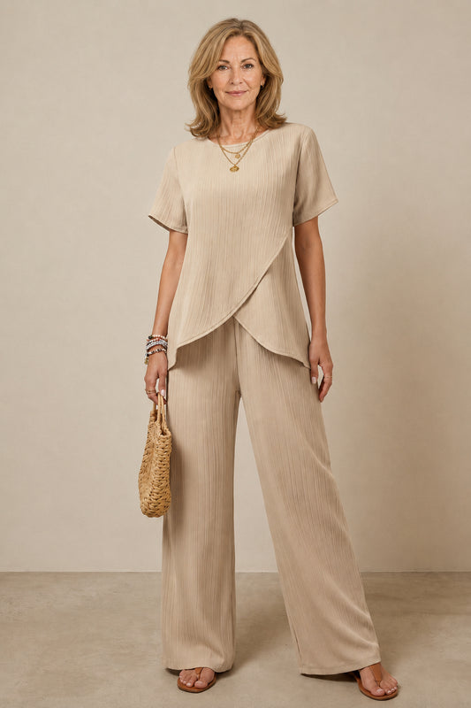 2026💥【S-3XL】Stylish women's blouse and wide-leg pants set - a lightweight, cool, and flattering summer outfit for women