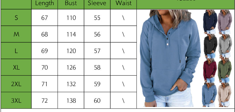 🔥Free Shipping🔥Solid Button Front Hoodie with Pocket