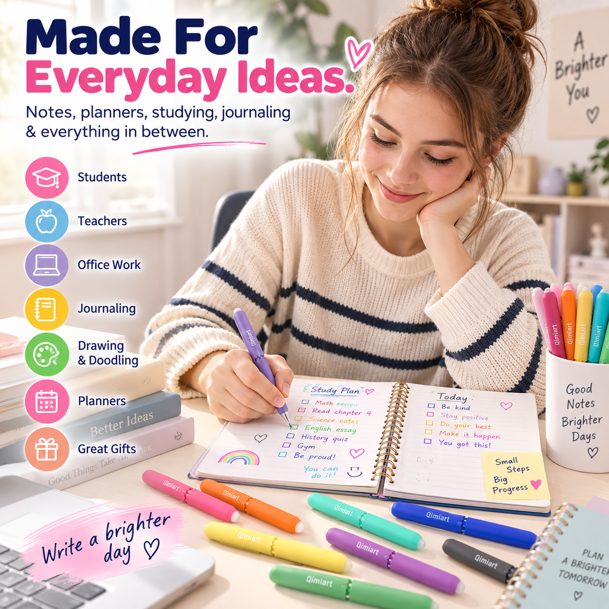 Erasable gel pens for students, teachers and planners
