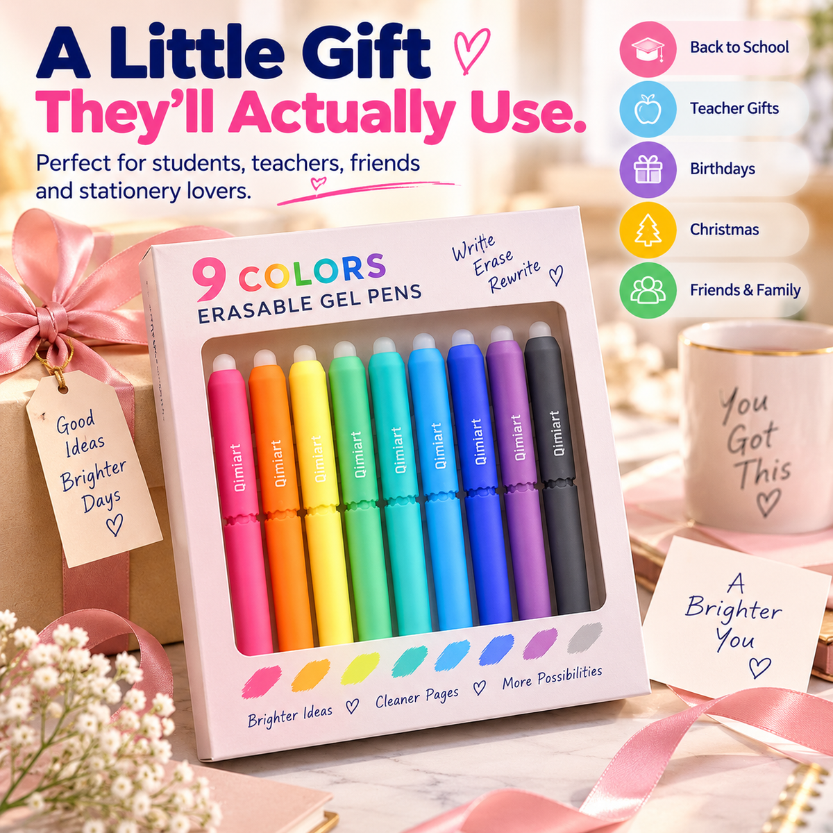 9-color erasable gel pens gift set