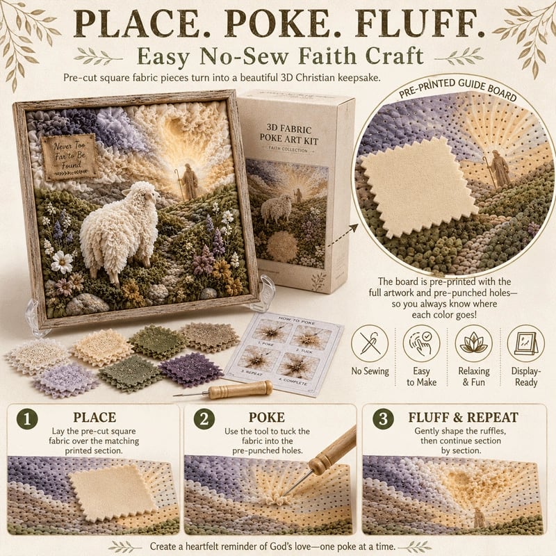 🔥HOT SALE 49% OFF - ✝️3D Christian Fabric Poke Art Kit(📦Buy 2 Free Shipping)