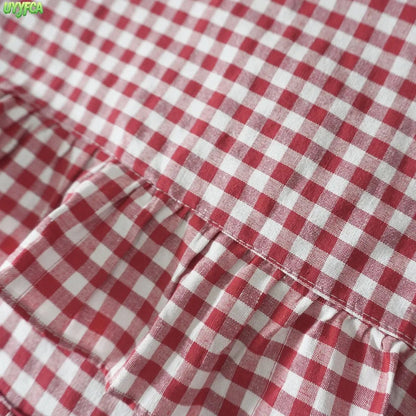 Gingham Plaid Oven Skirt Cover-Double Sided Thick Fabric for Cottagecore Kitchen Home Decor