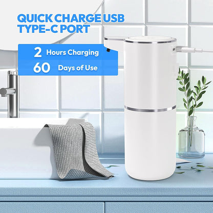 🚿 Touchless Automatic Foaming Soap Dispenser | 4-Level Adjustable | USB-C Rechargeable | IPX5 Waterproof