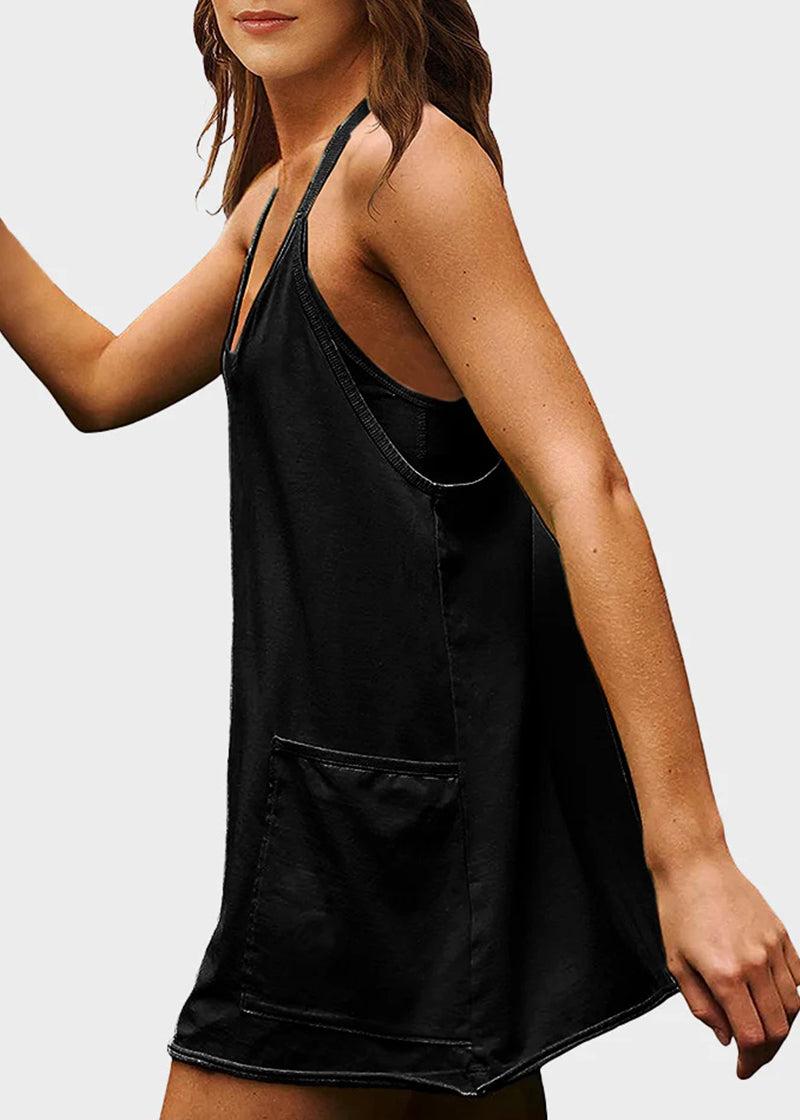 Casual Sleeveless Mini Dress With Built-In Shorts